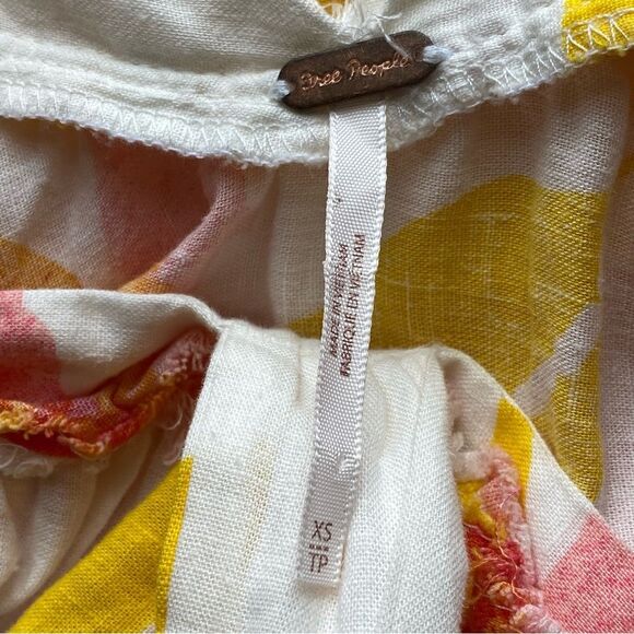 Free People White Floral Moonshine Linen Blend Midi Dress Size Extra Small - Picture 11 of 14